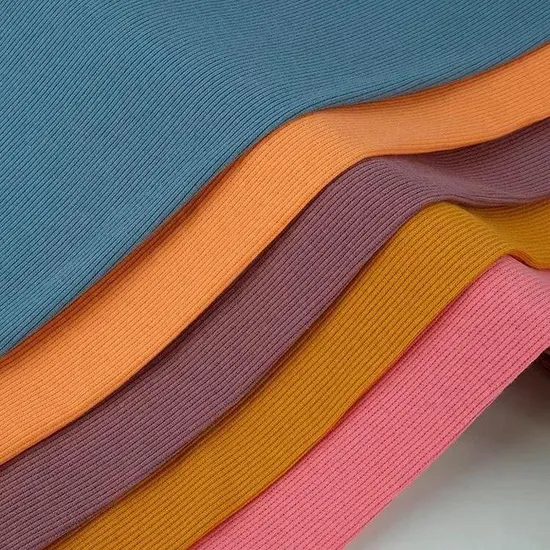 Knitted Ribbed Stretch Jersey 100% Cotton Fabric for Rib and Garment 