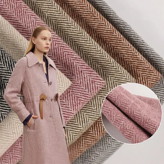 Superior Comfort 25%Wool 75%Polyester Upholstery Couch Panel Pillow Herringbone Fabric for Coat 