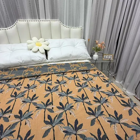 Elegant Cotton Yarn Dyed Jacquard Fabric Curtains for Sophisticated Home Decoration with Coconut Tree Design 
