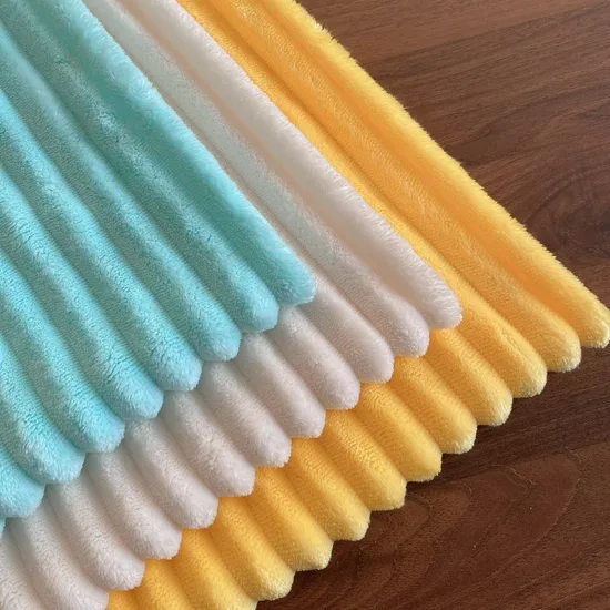 Wholesale Custom 100% Polyester Super Soft Double Side Rib Strip Flannel Coral Thick Fleece Fabric 