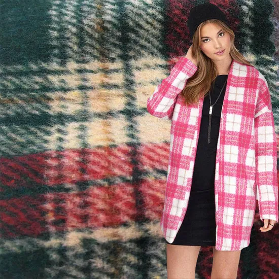 Pink Brown Black White Madras Plaid Tartan Vintage Checks Gingham Cotton Cashmere Worsted Wool Tweed Fabric Wholesale for Jacket 