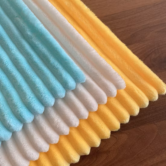 Wholesale Custom 100% Polyester Super Soft Double Side Rib Strip Flannel Coral Thick Fleece Fabric 