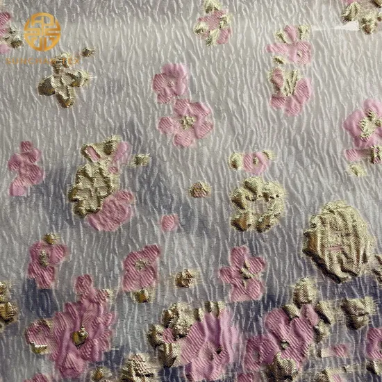 Luxurious Golden Embossed Jacquard Fabric for Elegant Garments 