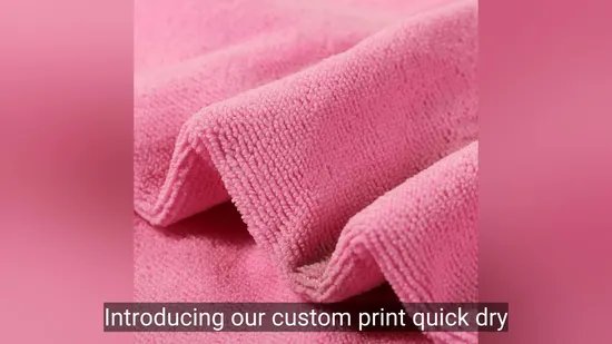 Custom Print Quick Dry Microfibre Polyester Towelling Terry Towel Fabric Roll Wholesale 