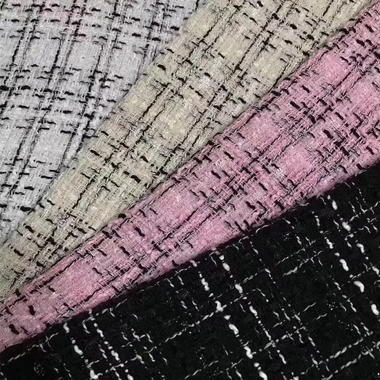 Celana Blue Herringbone Tartan Wire Shiny Lurex Striped Plaid Check Polyester Worsted Tweed Fabric Suit Garment for Pants Dress 