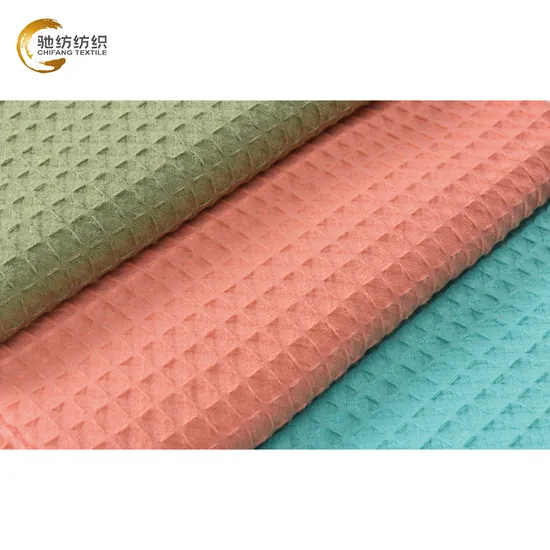 Factory Cotton Spandex Waffle Checks Structure Jacquard Textile Fabric for Garment Modal Fabric Bamboo Fabric Cotton Fabric 