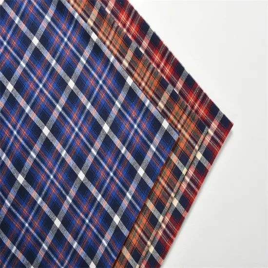 100% Cotton Twill Yarn Dyed Checks Both Side Brushed Soft Plaid Flannel Shirting Fabric 