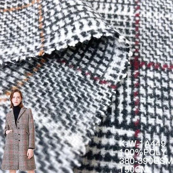 Hot Sale Tweed Wool Fabric Woven Suit Women Brushed Polyester Fleece Fabric Woven 